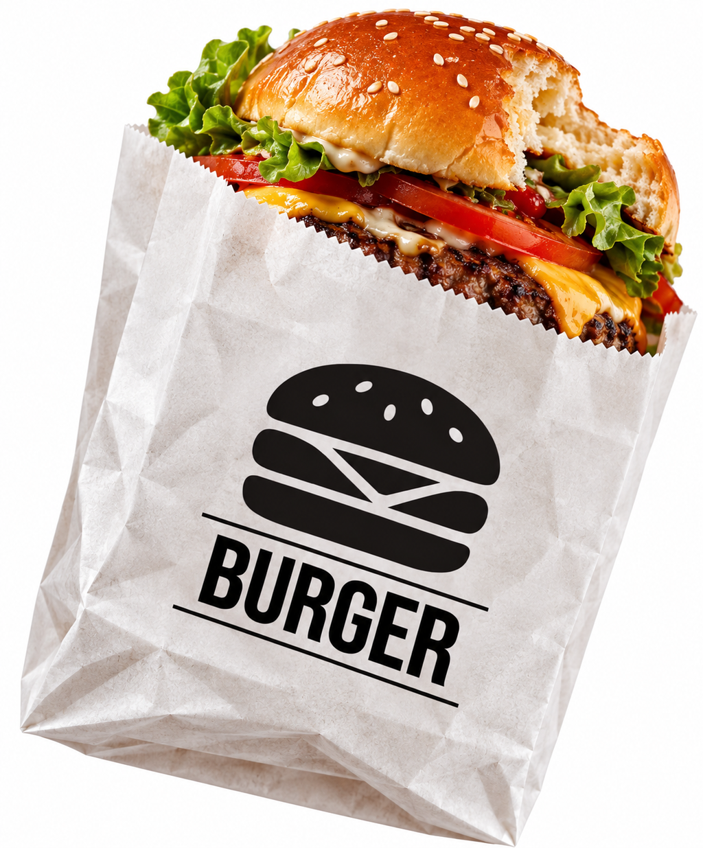 Burger Bag White Greaseproof Satchel - 175 x 45 x 219 mm