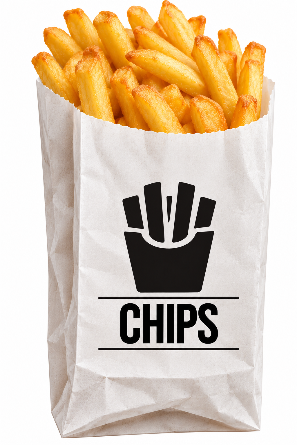 Large Chip Bag No. 3 White Greaseproof Satchel - 140 x 60 x 275 mm