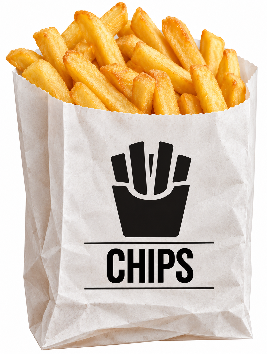 Medium Chip Bag No. 2 White Greaseproof Satchel - 140 x 60 x 195 mm
